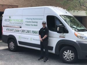 Eco Interior Maintenance Employee And Truck Equipped For Floor Stone and Carpet Cleaning